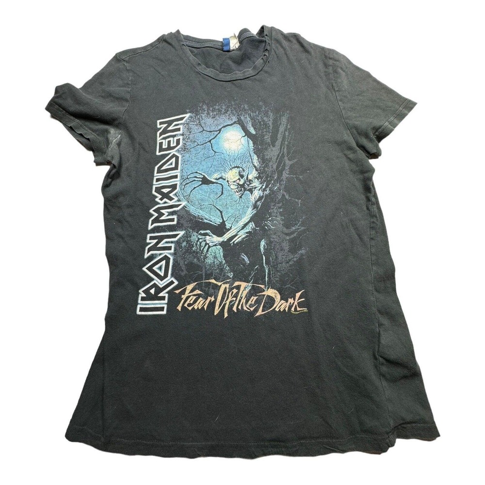 H&M Divided Iron Maiden Adult T-Shirt Size M Fear Of The Dark Distressed Gray